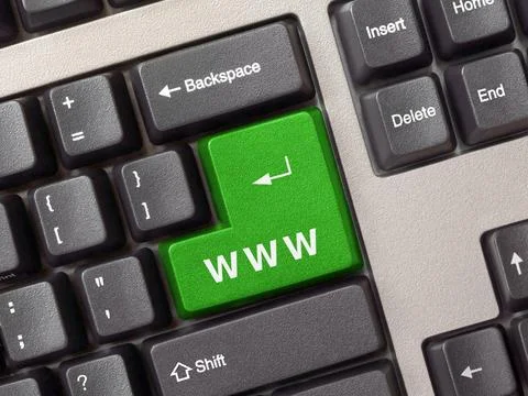 Keyboard - green Internet key Computer keyboard - green Internet key, clos... Fotos de archivo