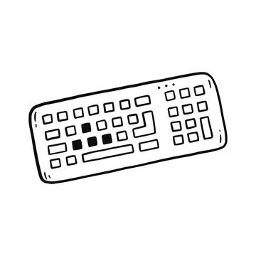 Keyboard hand drawn doodle element. Sketch line style Stock Illustration