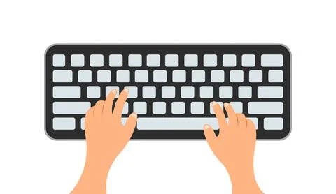 Keyboard Hand Typing Work Vector Illustration Stock Illustration