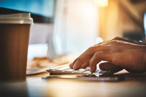 Keyboard, hands or man on computer for web design for creative website and 写真素材