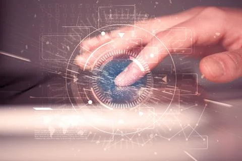 Keyboard with high tech user interface graphic Stockfoto's