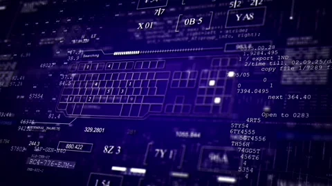 Keyboard HUD screen with Data Information blue UI Stock Footage 290901824
