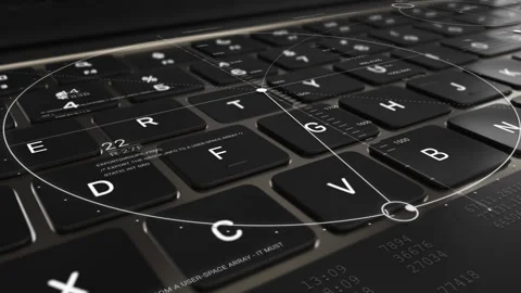 Keyboard HUD text elements on the keyboard. Stock Footage 306534648