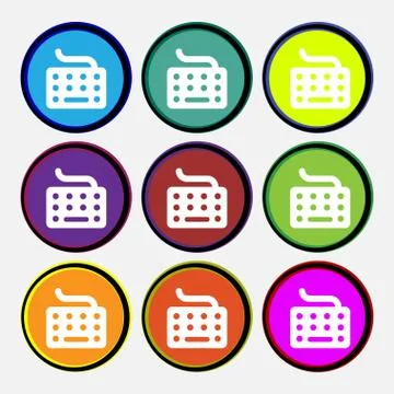 Keyboard icon sign. Nine multi colored round buttons. Vector Stock Illustration