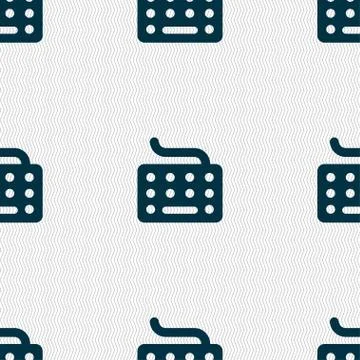 Keyboard icon sign. Seamless pattern with geometric texture. Vector Illustrazione stock