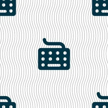 Keyboard icon sign. Seamless pattern with geometric texture. Vector Stock Illustration