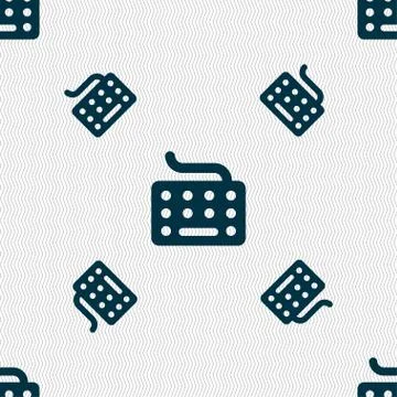Keyboard icon sign. Seamless pattern with geometric texture. Vector Stock Illustration