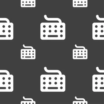 Keyboard icon sign. Seamless pattern on a gray background. Vector Stock Illustration