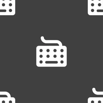 Keyboard icon sign. Seamless pattern on a gray background. Vector Stock Illustration