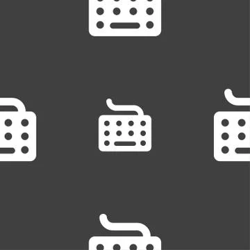 Keyboard icon sign. Seamless pattern on a gray background. Vector Stock Illustration