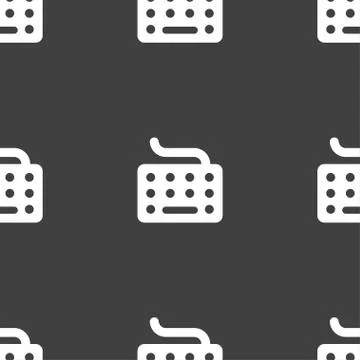 Keyboard icon sign. Seamless pattern on a gray background. Stock Illustration