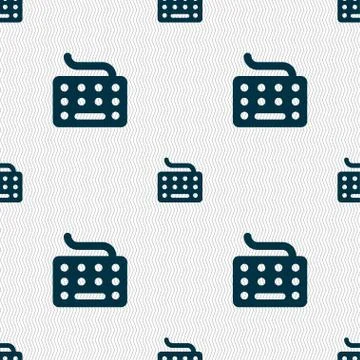 Keyboard icon sign. Seamless pattern with geometric texture. Stock Illustration