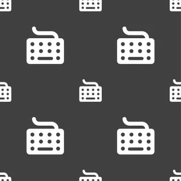 Keyboard icon sign. Seamless pattern on a gray background. Stock Illustration