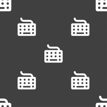 Keyboard icon sign. Seamless pattern on a gray background. 스톡 일러스트