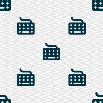Keyboard icon sign. Seamless pattern with geometric texture. Stockillustratie