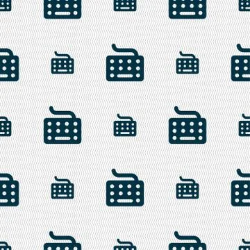 Keyboard icon sign. Seamless pattern with geometric texture. Stock Illustration