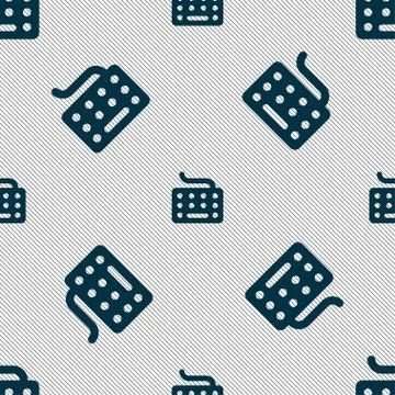 Keyboard icon sign. Seamless pattern with geometric texture. Stock Illustration