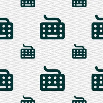 Keyboard icon sign. Seamless pattern with geometric texture. Stock Illustration