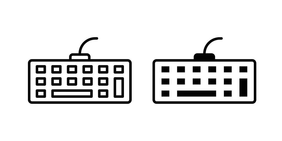 Keyboard icon thin line and clipart style vector set Stock Illustration