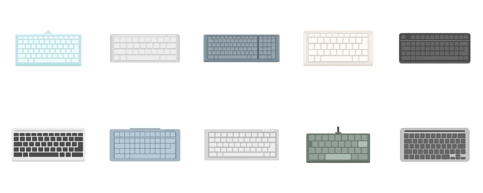 Keyboard icons set flat vector isolated Stockillustratie