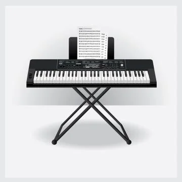 Keyboard instrument with Song note Vector Illustration Illustrazione stock