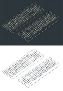 Keyboard isometric blueprints Stock Illustration