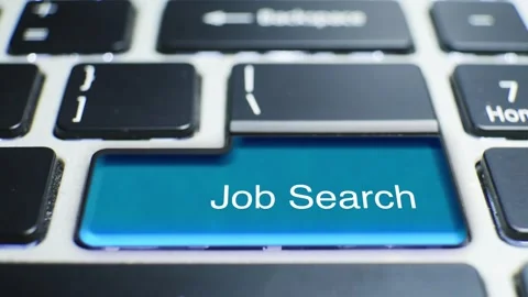 Keyboard Jobs Button Pressed by hand finger Stock Footage 246650571