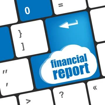 Keyboard key with financial report button. computer keyboard Illustrazione stock