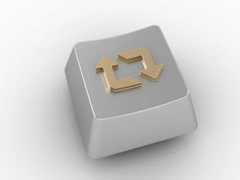 Keyboard key with gold loop arrows sign. Illustrazione stock