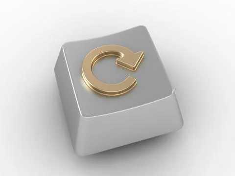 Keyboard key with gold loop arrows sign. Stock Illustration