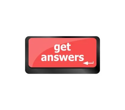 A keyboard with a key reading get answers Stock Illustration