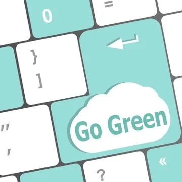 A keyboard with a key reading Go Green Stock Illustration