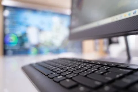 Keyboard keyboard on computer table Choose a focus point. Background blur Stock Photos