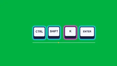 Keyboard Keycaps Pressing In Shortcut Sequence Green Screen Loop Stock Footage 342098977