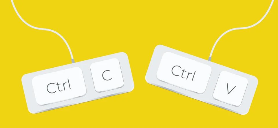 Keyboard keys Ctrl C and Ctrl V, copy and paste the key shortcuts. Computer icon Illustrazione stock