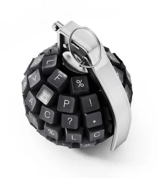 Keyboard keys form a hand grenade. 3D illustration Keyboard keys form a ha... Stock Photos