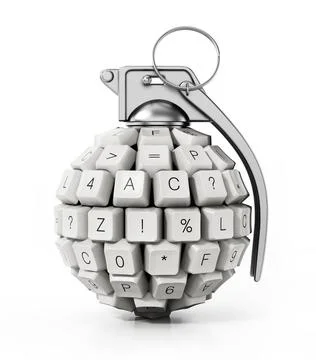 Keyboard keys form a hand grenade. 3D illustration Keyboard keys form a ha... Stock Photos