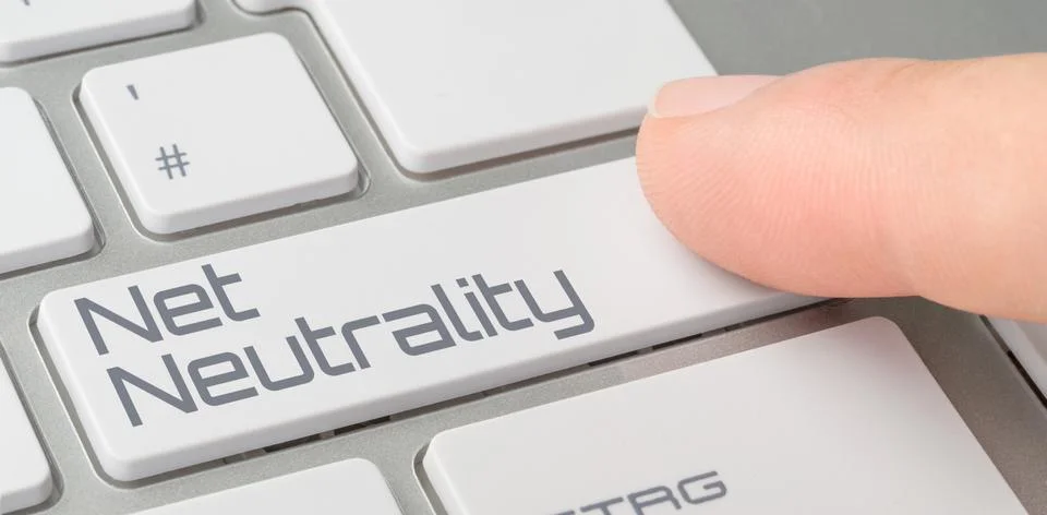 A keyboard with a labeled button - Net Neutrality Stock Photos