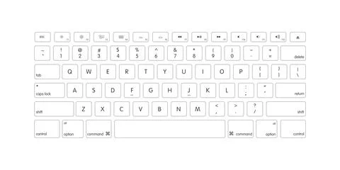 Keyboard laptop and computer isolated, blank modern key button icon. Vector Illustrazione stock