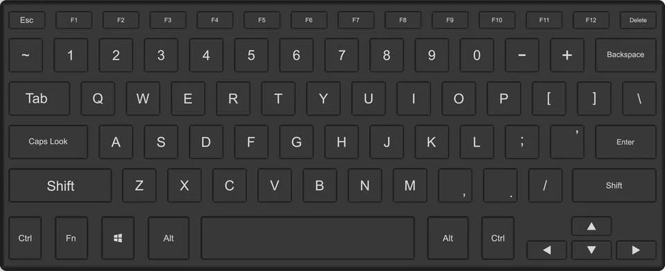 Keyboard layout displaying the function keys, numbers, letters, and special.. Stock Illustration