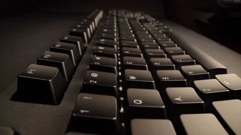 Keyboard Low Scan - High Detent Wide Push Black Key Slow Motion Stock Footage 114262133