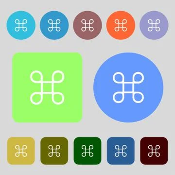 Keyboard Maestro icon. 12 colored buttons. Flat design. Vector Stock Illustration