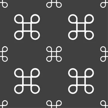 Keyboard Maestro icon. Seamless pattern on a gray background. Vector 스톡 일러스트