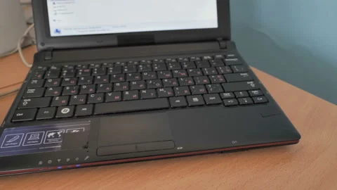  Keyboard Of  Modern Laptop, Retro Computer, Abacus An Ancient Calculator Stock Footage 126372382