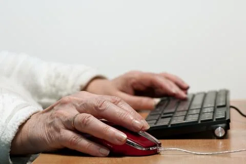 Keyboard, mouse and hands Foto stock