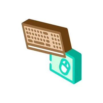 Keyboard mouse hybrid work isometric icon vector illustration Stock Illustration