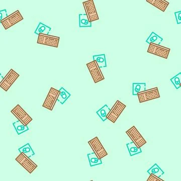 Keyboard mouse hybrid work vector seamless pattern Stock Illustration