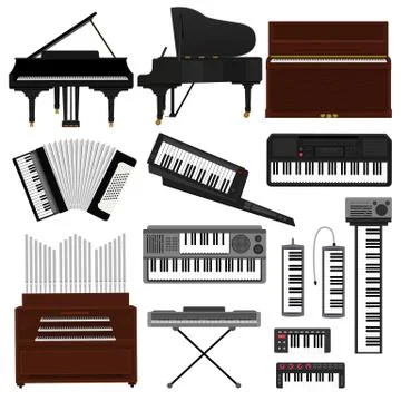 Keyboard musical instrument vector musician equipment piano of orchestra Stock Illustration