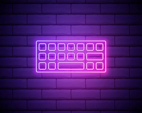 Keyboard neon icon. Simple thin line, outline vector of computer parts icons  Stock Illustration