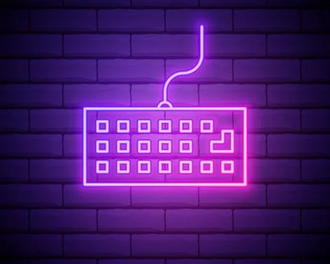 Keyboard neon icon. Simple thin line, outline vector of computer parts icons  Stock Illustration
